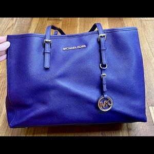 Michael Kors purple saffiano leather shoulder bag